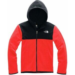The North Face Kids Glacier Hoodie Full Zip Fleece Red Black Size Medium 10/12